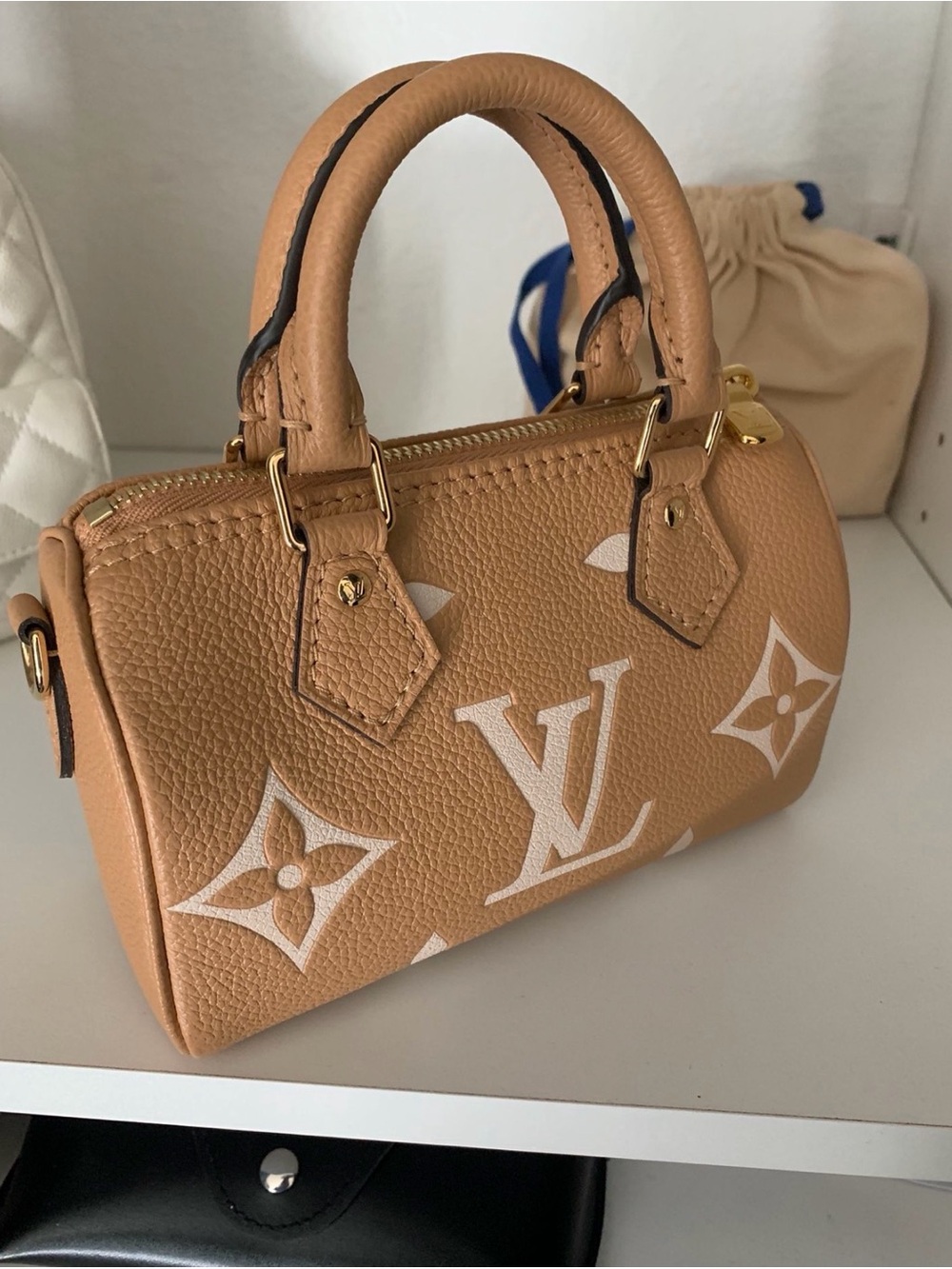 Louis Vuitton Tan and White nano Mini Speedy bag - Picture 1 of 5